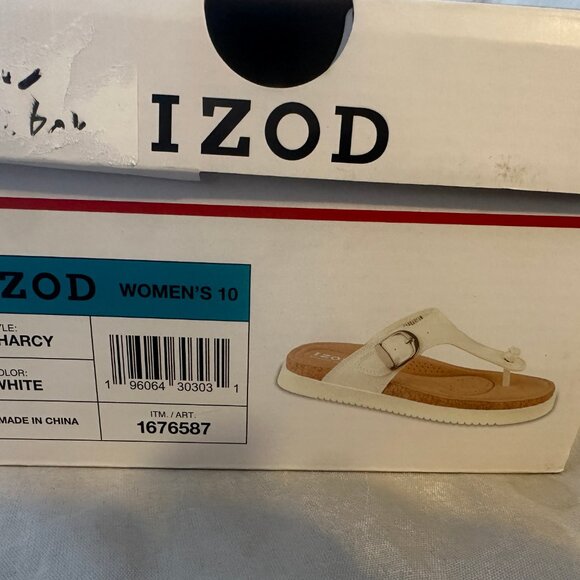Izod  Charcy, White Flat Thong Sandal  Women Size 10      NEW with Box - Picture 6 of 6